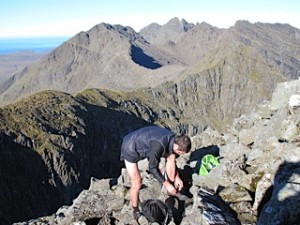 Fin Wild on the Cuillin Ridge. Pic credit: Roger Wild