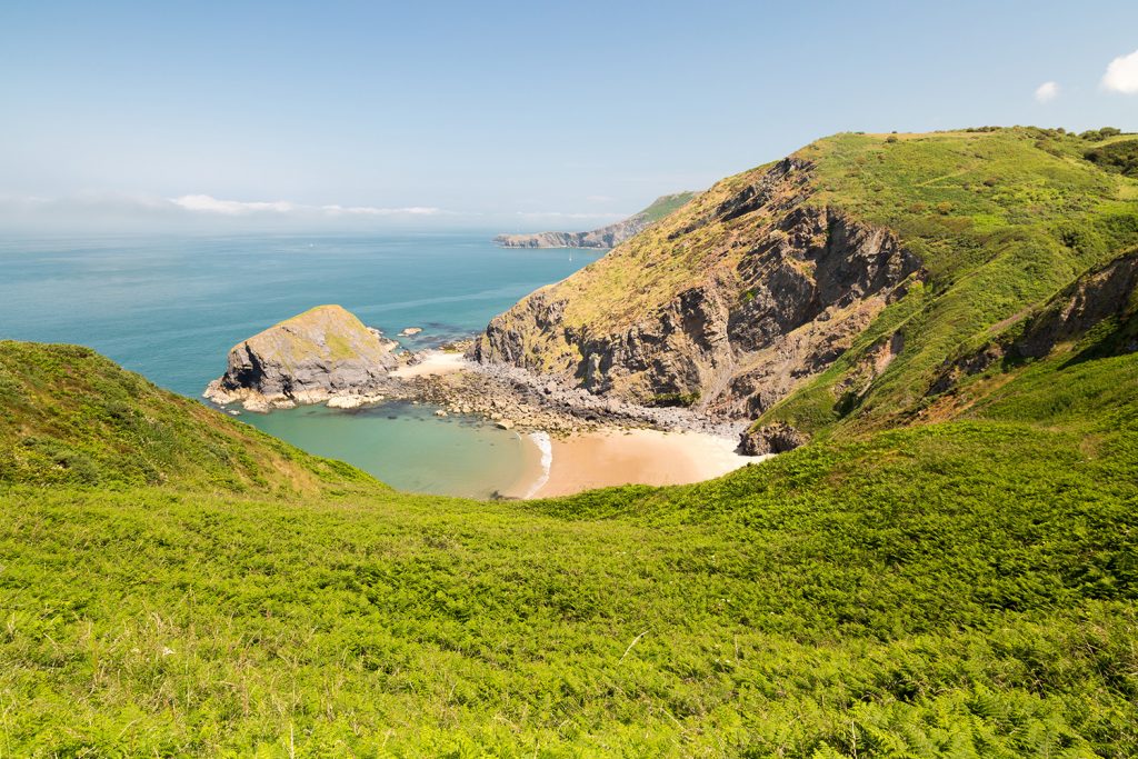 A secluded cove along the Ceredigion Coast Path. 
