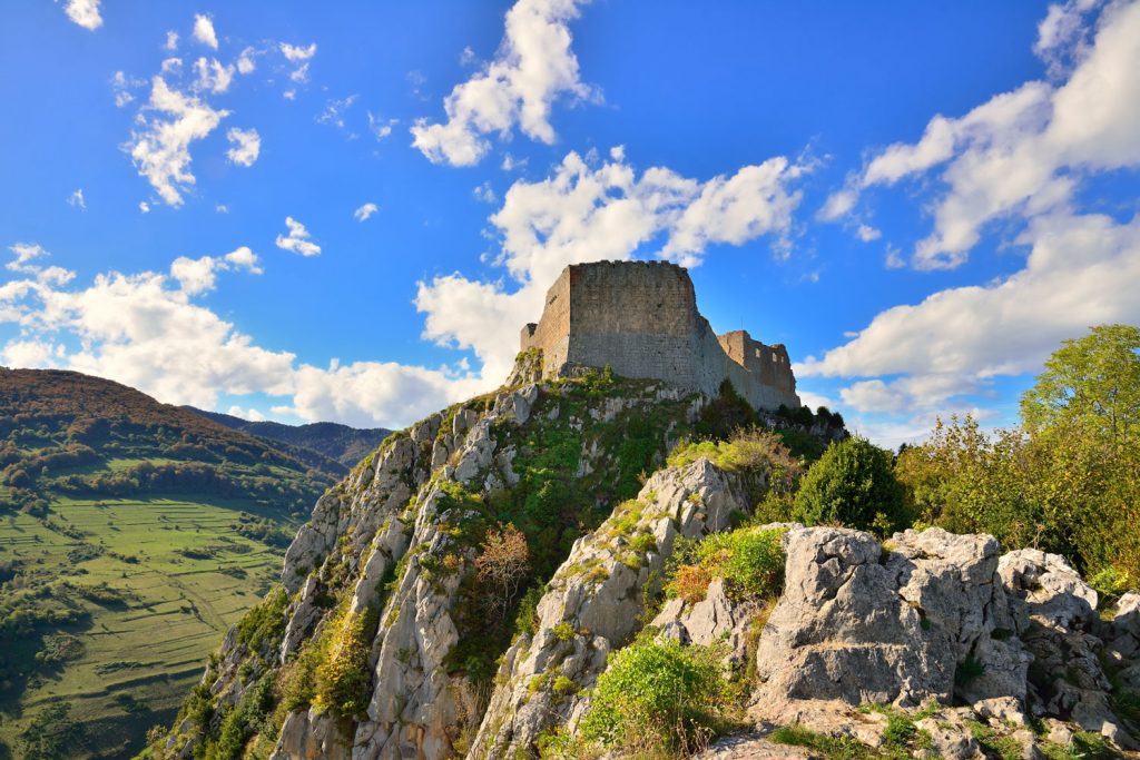 Montsegur Castle, one of the sites on the Carcassonne & Cathar Trails walking tour