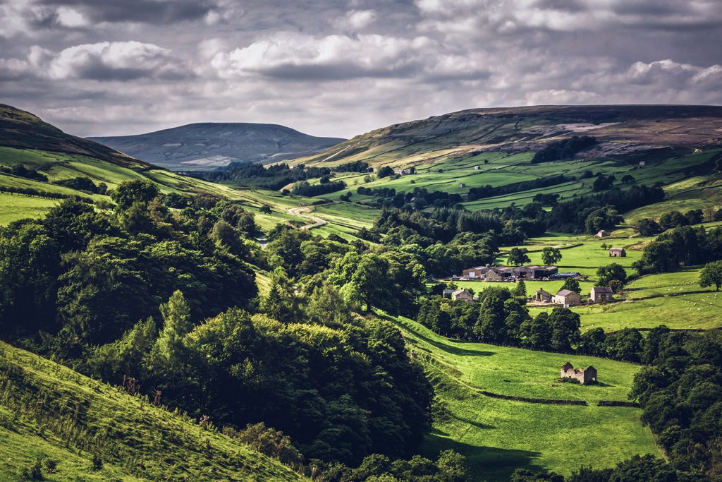 Rolling green hills fade into the distance on the Yorkshire Dales