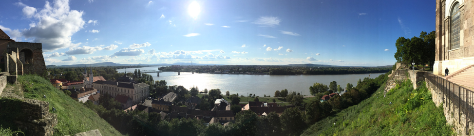 Spectacular vista over the Danube from the basilica in Esztergom, Hungary
