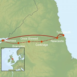 Our route, including transfer to the start point from Newcastle.