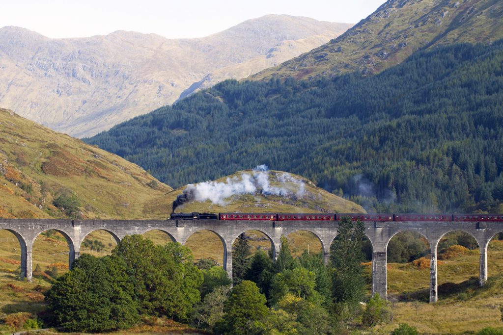 The Jacobite steam train on the Glenfinnan viaduct