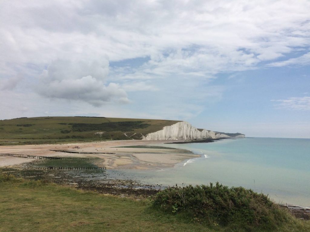 White chalk cliffs on the South Downs Way