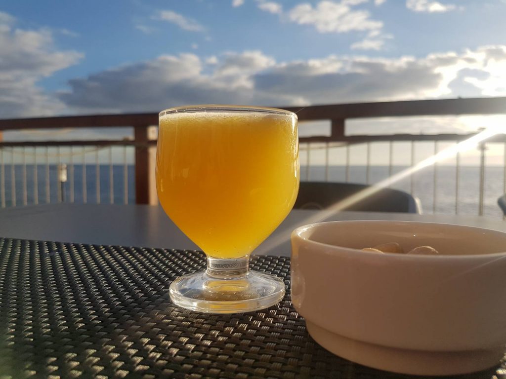 Poncha, Madeira's national drink, enjoyed on a beach restaurant on the south coast of Madeira