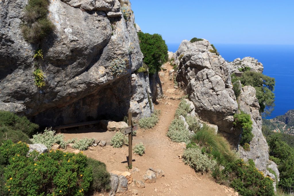 hiker on a trail in Mallorca