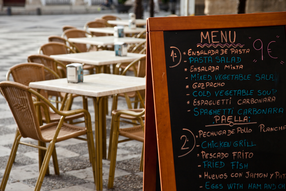 blackboard advertising menu del dia, spain