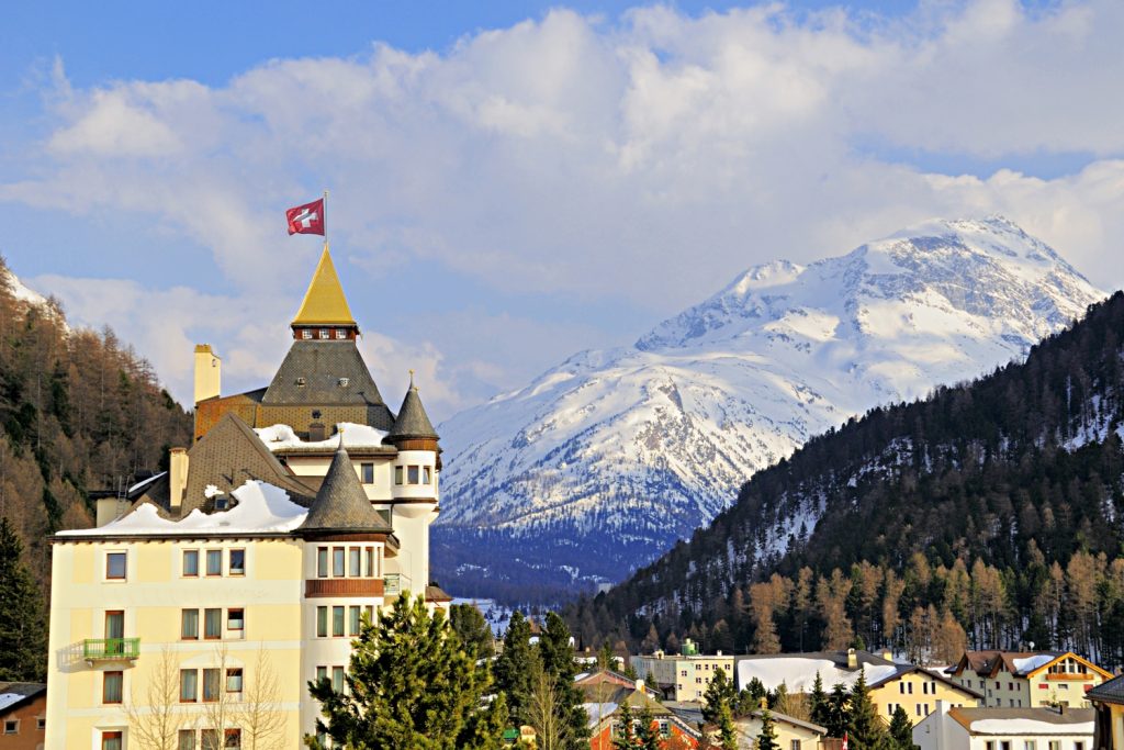 Village of Pontresina in Swiss Alps