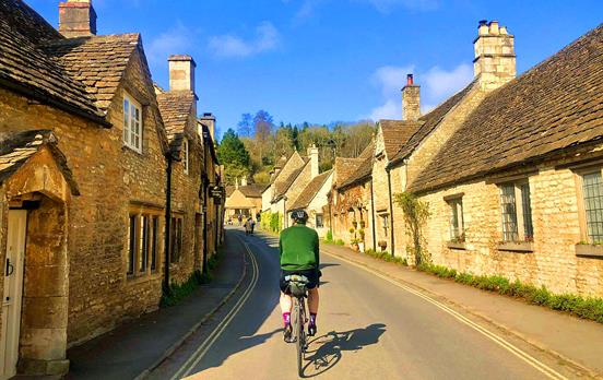 Cycling through Castle Combe