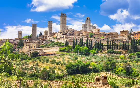 Approaching hilltop San Gimignano