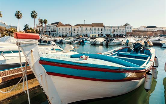 Fishing boats moored up in Faro