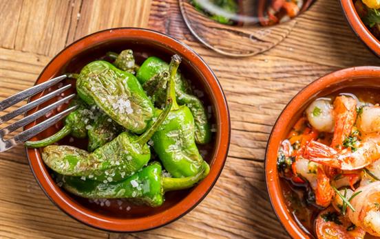 Snack on the renowned salted peppers in Padron
