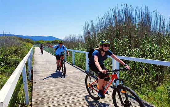 Cycle along the coastal boardwalks