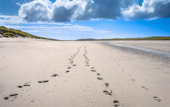 Footprints in the sand on Harris