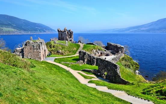 The remains of Urquhart Castle on Loch Ness