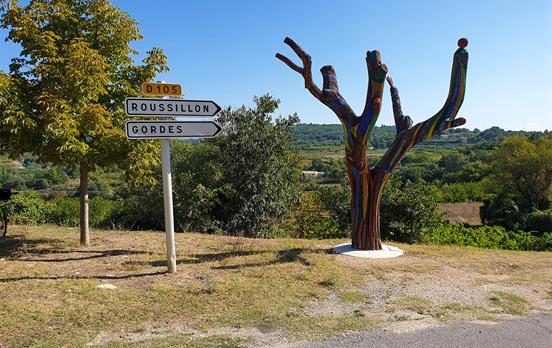 Painted tree along the way