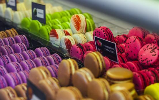 Pick up some colourful macaroons from the patisser