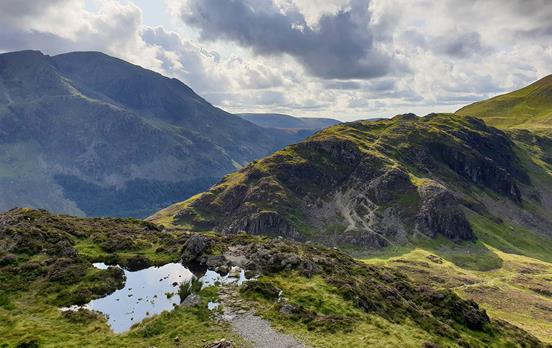 A craggy path weaving through the fells
