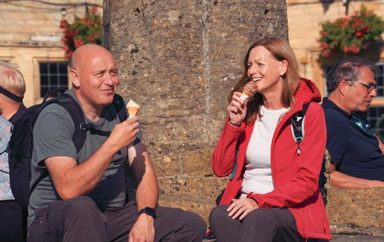 Mid-walk refreshments in Broadway