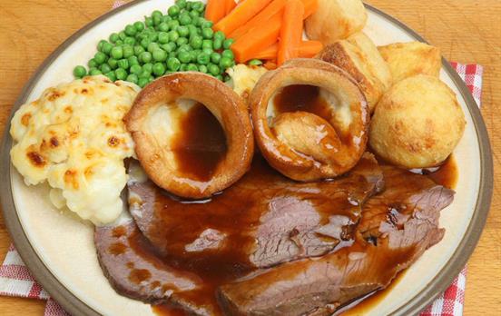 Roast dinner with Yorkshire Puddings