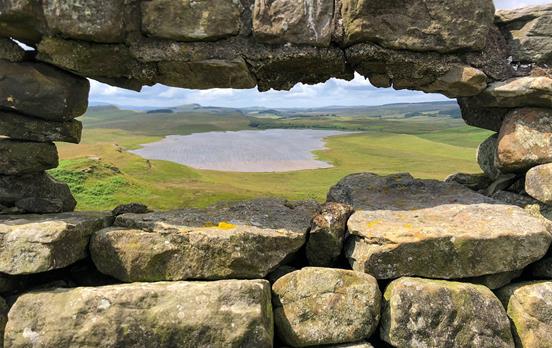Window of rocks on the path to Chollerford