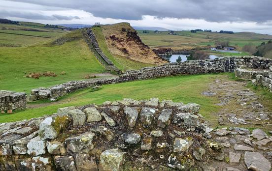 Wall cutting through the English countryside