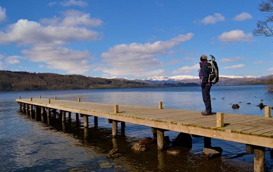 Standing on a pier near Bowness