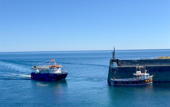 Ship coming into Seahouses harbour
