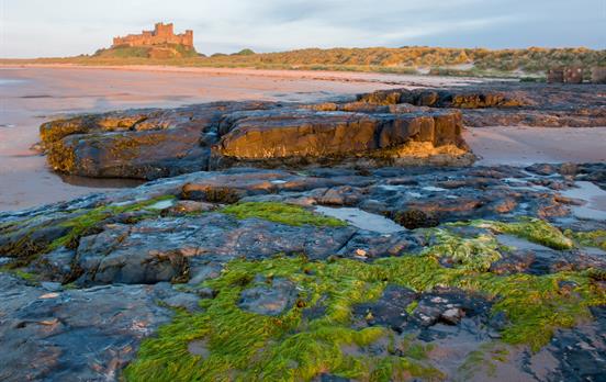 Distant views of Bamburgh Castle