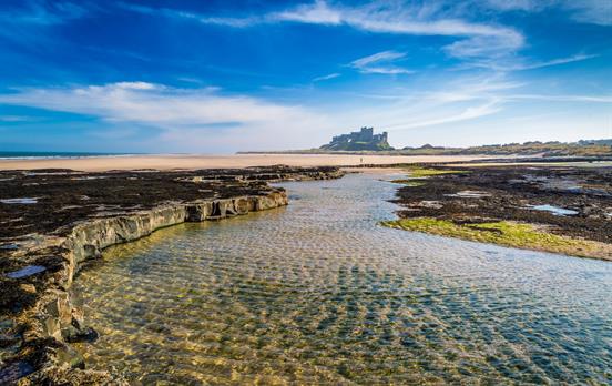 Coastal views of Bamburgh Castle