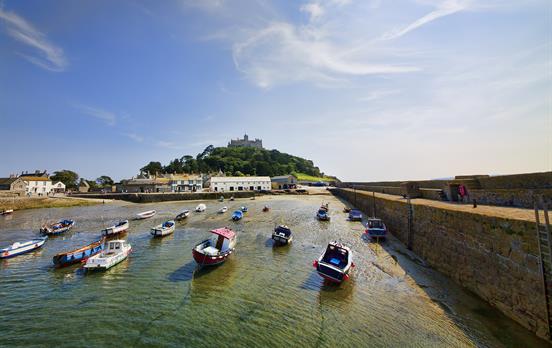 St. Michael&apos;s Mount stands tall in the distance
