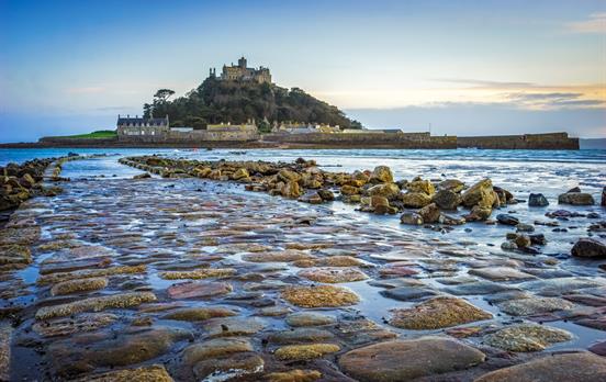 Tide covering the causeway to St Michaels Mount