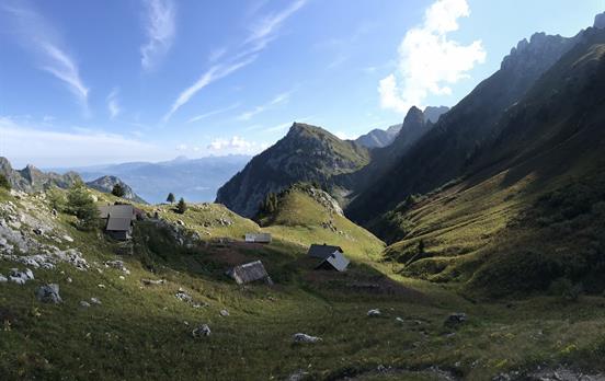 Views to the lake as you ascend to the Col de Bise