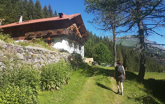 Typical Alpine chalets on the way to Mottets