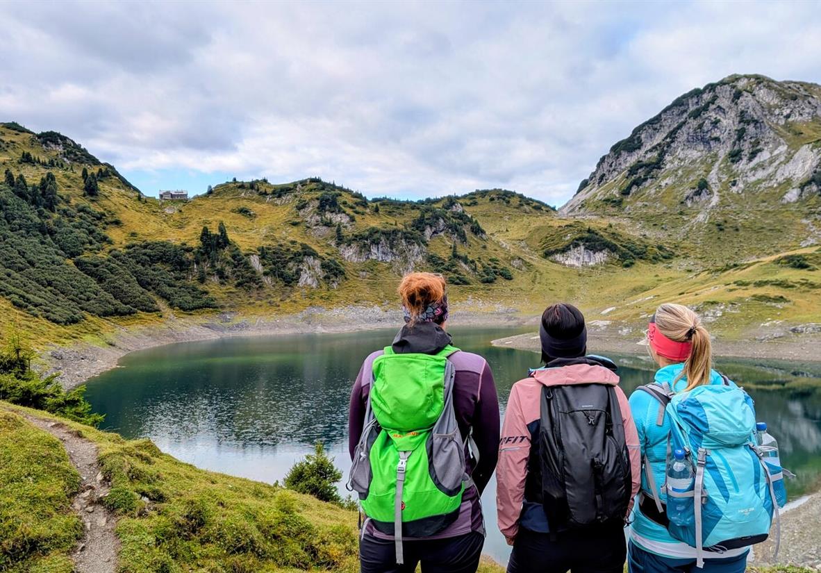 Hikers at Formarinsee Lake
