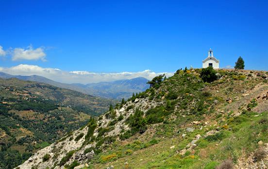 White Mountains with church
