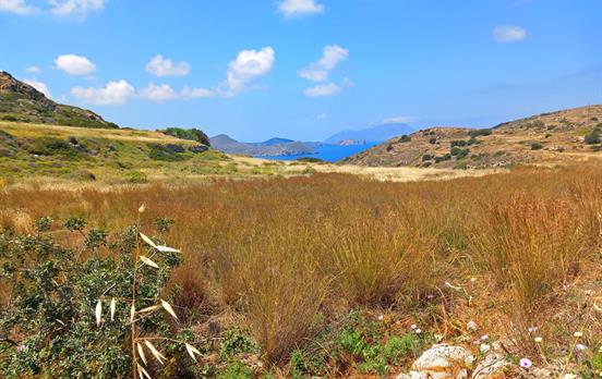 Beautiful views on route to Plaka, Milos