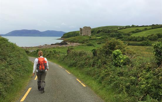 Walking towards Minard Castle ruins