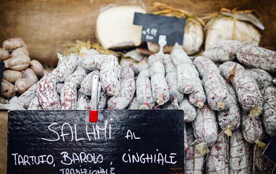 Traditional truffle salami from Barolo