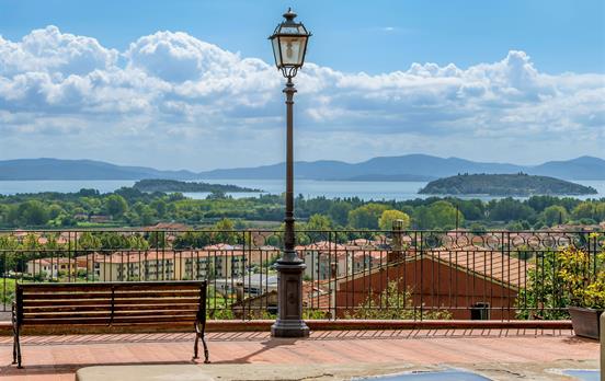Umbrian town Tuoro with views to Lake Trasimeno