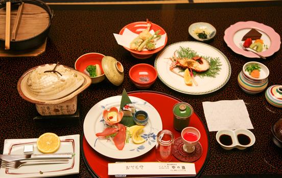 A typical dinner at a minshuku on the Kumano Kodo