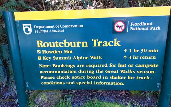 Routeburn Track Sign
