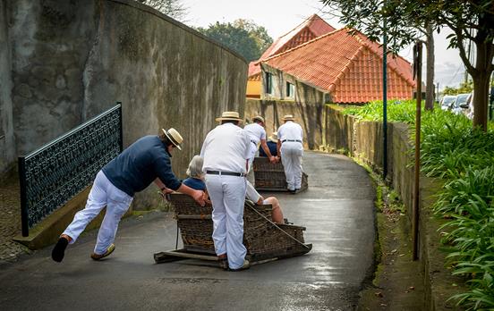 Toboggan riding in Funchal
