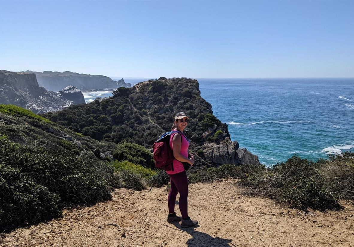 Pausing for a photo on top of the cliffs!