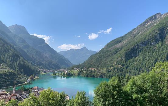 Turquoise waters of Lago Alleghe