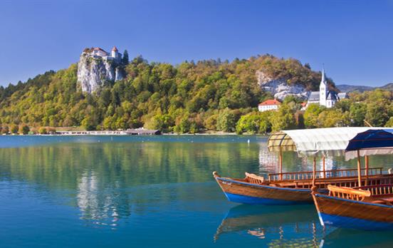 Wooden boats on Lake Bled, Slovenia