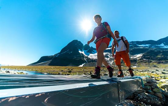 Crossing a river in Svartdalen valley