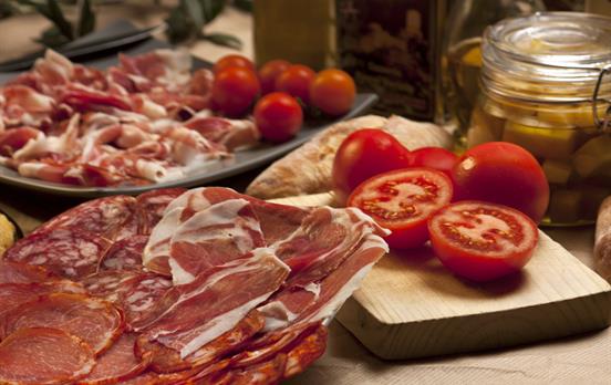 Chorizo cured ham tomatoes olive oil