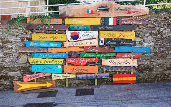 Bright and colourful signage all over the Camino