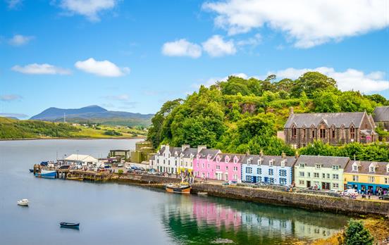Colourful harbour town of Portree on Skye